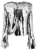 Self Portrait Sequinned Flared Top