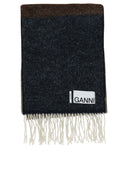 Ganni Striped Fringed Scarf