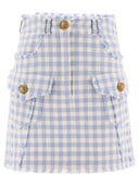 Balmain Gingham Tweed A Line Skirt