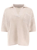 Brunello Cucinelli Open Knit Polo Shirt