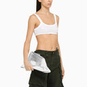 The Attico Day Off Silver Leather Clutch Bag