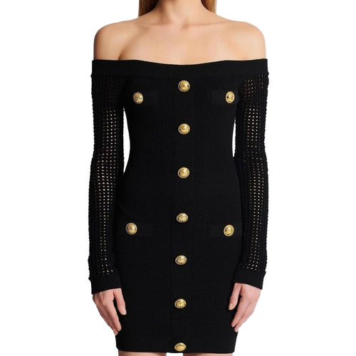 Balmain Off Shoulder Mini Dress Balardi