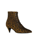 Saint Laurent Kiki Lace Up Leopard Print Ankle Boots