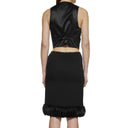 Saint Laurent Feathers Trim Silk Skirt