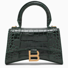 Balenciaga Forest green coco-print leather Hourglass XS bag