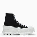 Alexander Mc Queen Black Canvas Tread Slick Stivali