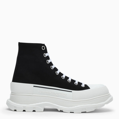 Alexander Mc Queen Black Canvas Tread Slick Stivali