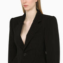 Balenciaga Black Pinstripe Structured Jacket - Balardi