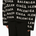 Balenciaga Allover Black And White Logo Cardigan