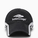 Balenciaga Black Washed Out Baseball Cap With Logo