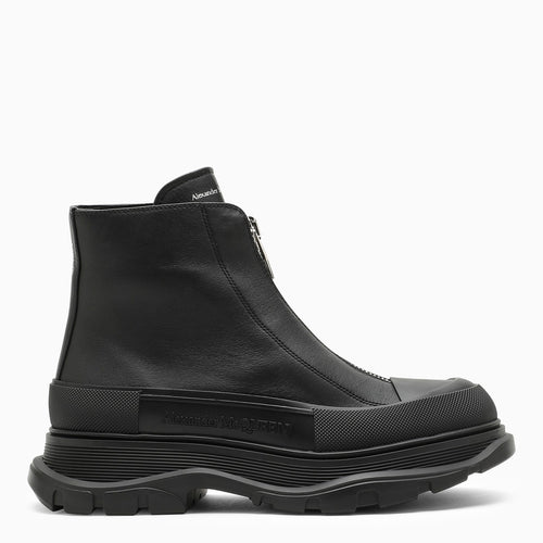 Alexander Mc Queen Black Zip Tread Slick Boot