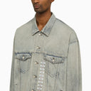 Balenciaga Dirty Blue Denim Jacket With Size Stickers
