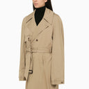 Balenciaga Single Breasted Beige Cotton Trench Coat