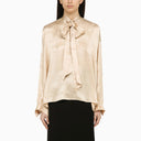 Balenciaga champagne gekleurd zijden shirt met boog
