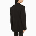 Balenciaga cinched dubbele borsten zwart wollen jas