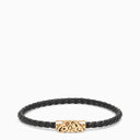 Alexander Mc Queen Seal Black/Gold Leather Logo Bracelet