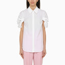 Alexander Mc Queen Short Sleeved Cotton White Shirt With Detailing