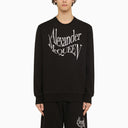Alexander Mc Queen Black Crewneck Sweatshirt With Distorted Logo