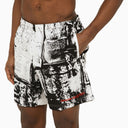 Alexander Mc Queen Abstract Print Swim Shorts With Logo