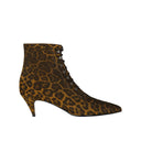 Saint Laurent Kiki Lace Up Leopard Print Ankle Boots