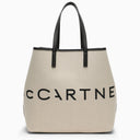 Stella Mc Cartney ECRU Cotton Blend Tote bolso con logotipo