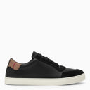 Burberry Black Leather Trainer With Check Pattern