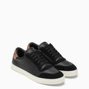 Burberry Black Leather Trainer With Check Pattern