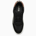 Burberry Black Leather Trainer With Check Pattern