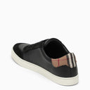 Burberry Black Leather Trainer With Check Pattern