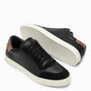 Burberry Black Leather Trainer With Check Pattern