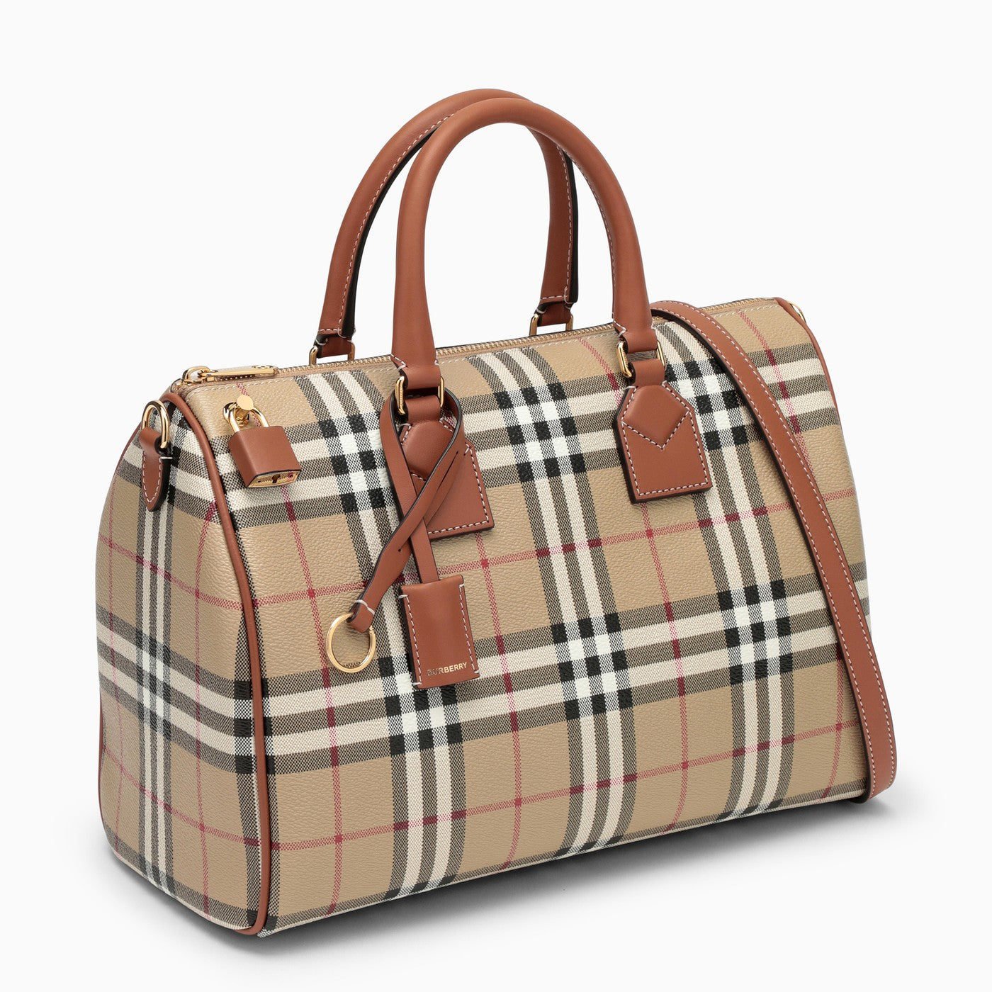 Burberry Haymarket Check Coated Canvas Medium Bowling Bag For Sale
