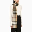 Burberry Beige Wool Scarf With Check Pattern