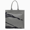Burberry Medium Grey Canvas Tote Bag With Logo