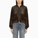 Swd By S.W.O.R.D. Brown Perforated Leather Bomber Jacket