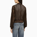 Swd By S.W.O.R.D. Brown Perforated Leather Bomber Jacket