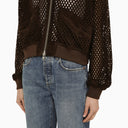 Swd By S.W.O.R.D. Brown Perforated Leather Bomber Jacket