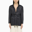 Swd By S.W.O.R.D. Dark Blue Leather Blazer