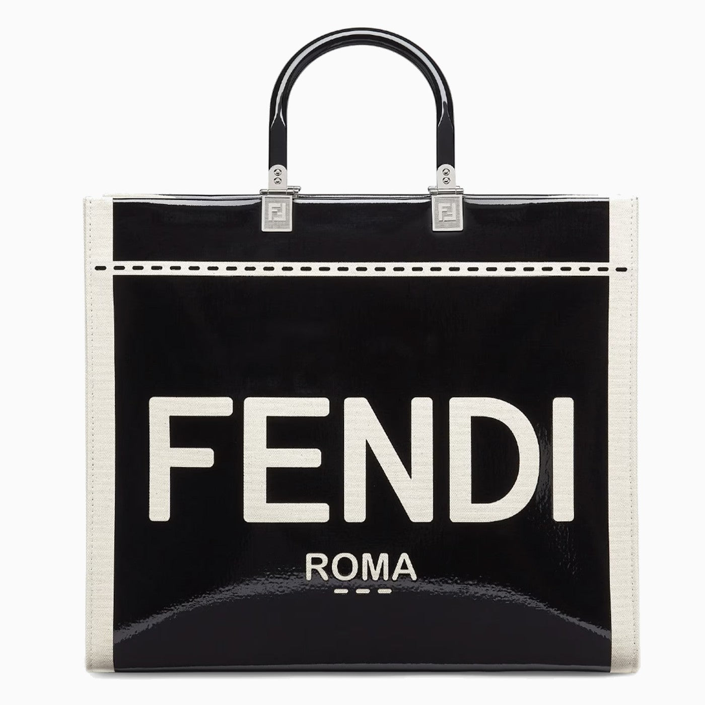 Fendi Roma Lettering Medium Flat Pouch in Natural