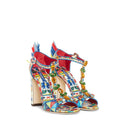 Dolce & Gabbana Raffia Trimmed Leather Sandals