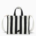 Patou White/Black Striped Cotton Handbag