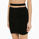 Andreādamo Black Viscose Blend Draped Mini Skirt