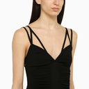 Andreādamo Black Draped Top In Viscose Blend