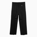 Acne Studios Black Wool Blend Trousers With Pleats