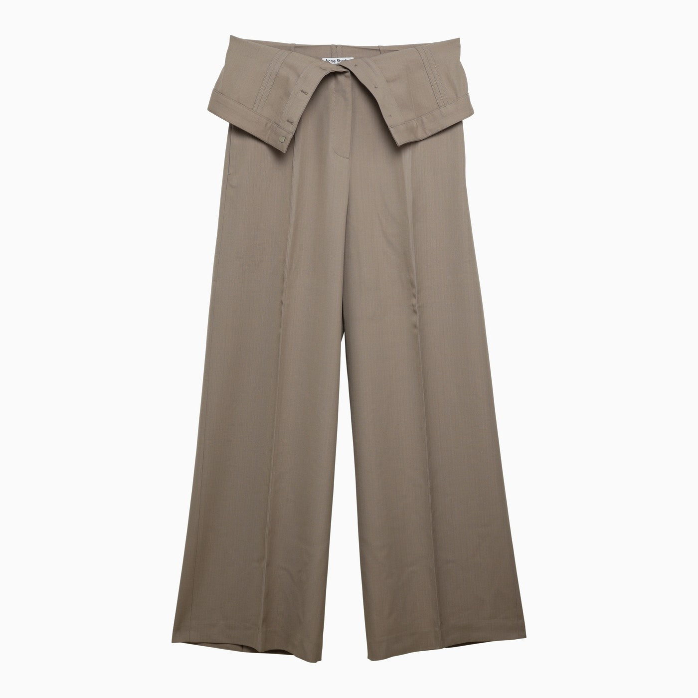 Acne Studios Beige Wool Blend Wide Trousers | Balardi