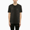 Amiri Faded Black Crewneck T Shirt With Perforated Details