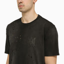 Amiri Faded Black Crewneck T Shirt With Perforated Details