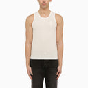 Amiri Beige Cotton And Linen Tank Top