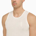 Amiri Beige Cotton And Linen Tank Top