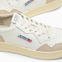 Autry Medalist Trainer In White/Black Leather And Suede
