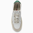 Autry Medalist Sneakers In White/Green Leather And Suede